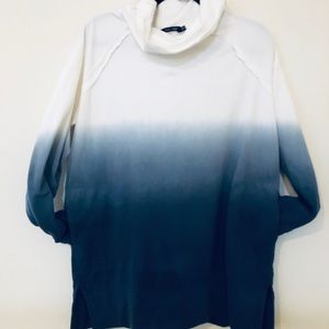 Women’s Ombré White to Blue Sweatshirt Cowl Neck Size Medium